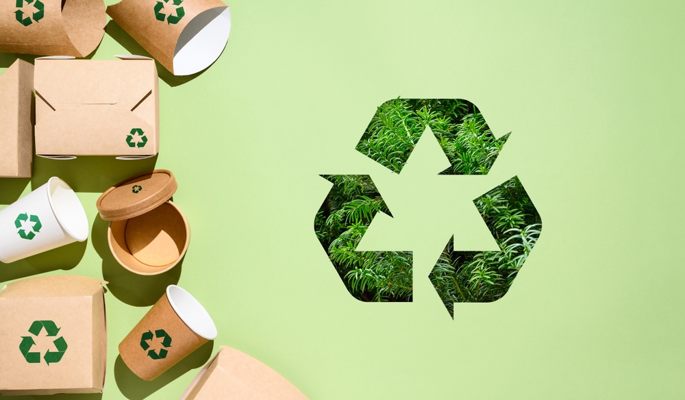 Disposable,paper,packaging,for,fast,food,on,a,green,background